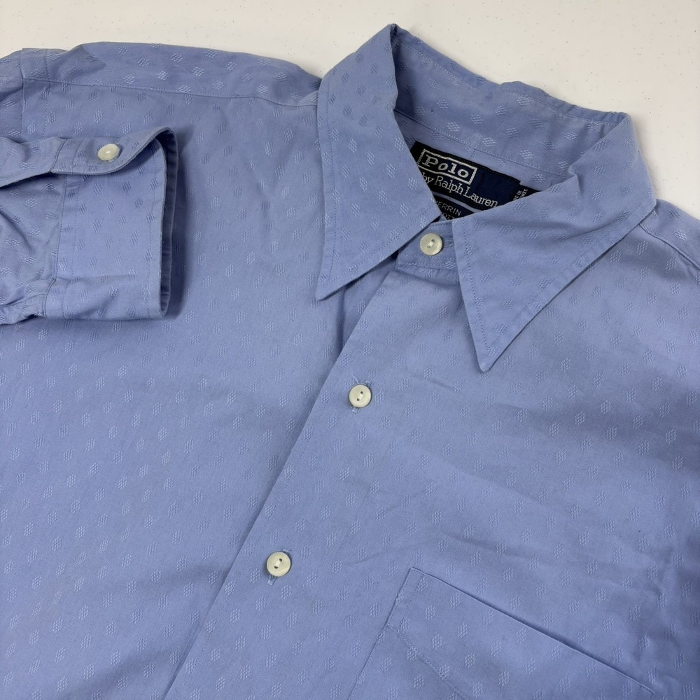 Polo Ralph Lauren Mens Merrin Shirt Size M Blue Cotton Textured‎ Long Sleeves